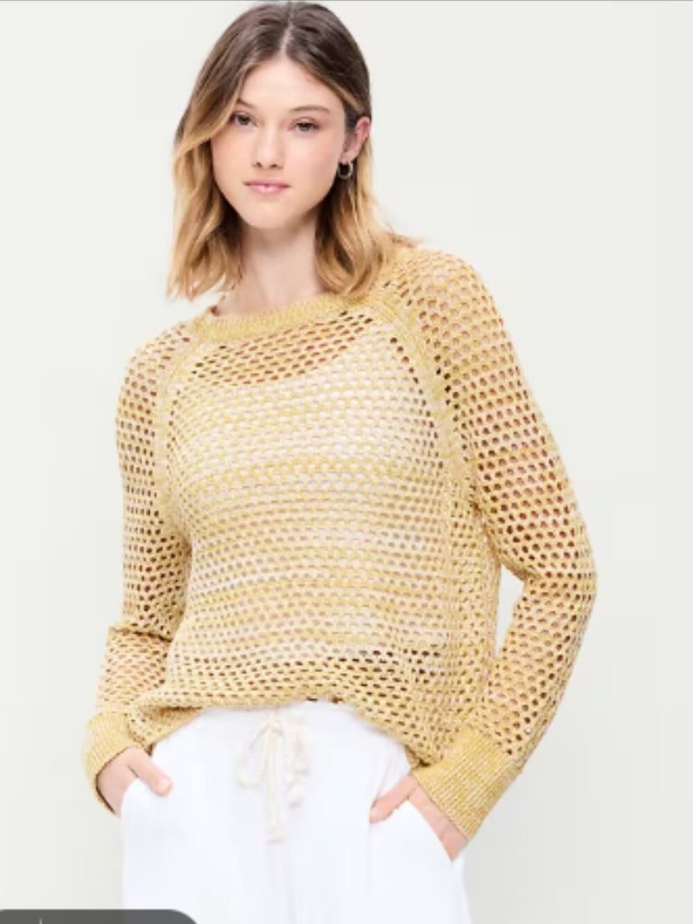 Old Navy Seaside Cotton Open-Knit Raglan Sweater NWT 2X